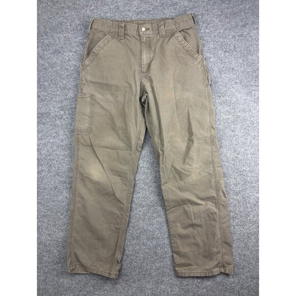 Carhartt Pants Mens 34x32 Light Brown Original Dungaree Fit Canvas Work B151 - Picture 1 of 9